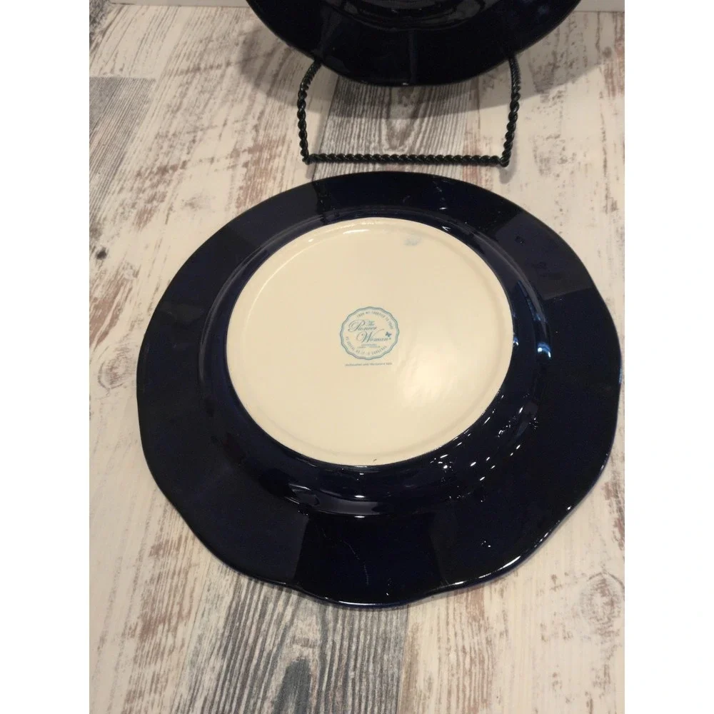 Pioneer Woman Dazzling Dahlias Dinner Plates Cobalt
